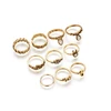 Fashion Custom Jewelry Rhinestone Vintage Knuckle Crystal Gold Midi Ring Set