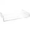 Durable customized clear acrylic rectangle food plate service tray plastic breakfast pallet with handles