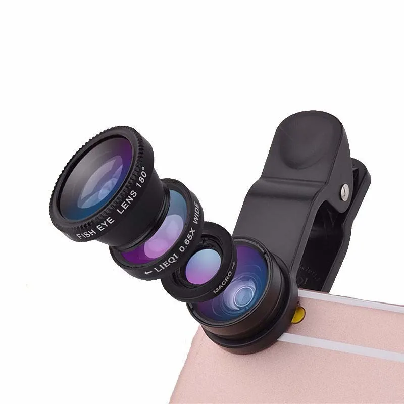 Shenzhen универсальный зажим 3 в 1 широкий формат Макро Рыбий глаз мобильного телефона Объективы для фотоаппаратов Iphone 6/плюс объектив камера