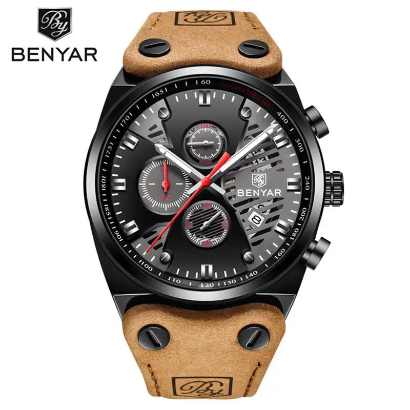 BENYAR 5110 Men's Quartz Watches Top Brand Luxury Waterproof 30M Genuine Leather Sport Military Watches, 1 color
BENYAR 5110 Men's Quartz Watches Top Brand Luxury Waterproof 30M Genuine Leather Sport Military Watches, 1 color
