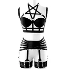 Leather Women Goth body Crop Top black Elastic Strap girl Lingerie