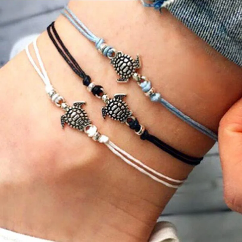 Beach Adjustable Anklets with Ancient Silver Sea Turtle Wax Rope Feet Stainless Steel Anklets, Golden and silver
Beach Adjustable Anklets with Ancient Silver Sea Turtle Wax Rope Feet Stainless Steel Anklets, Golden and silver