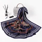 Seamless purple satin thai twill silk print bandana scarves