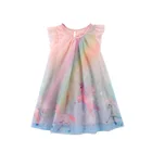 Unicorn Flying Sleeve Rainbow Performing Gauze Best Kids Puffy Girls Party Dresses