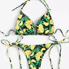 2019 New sexy women's string Tropical print swimwear women sexy bikini