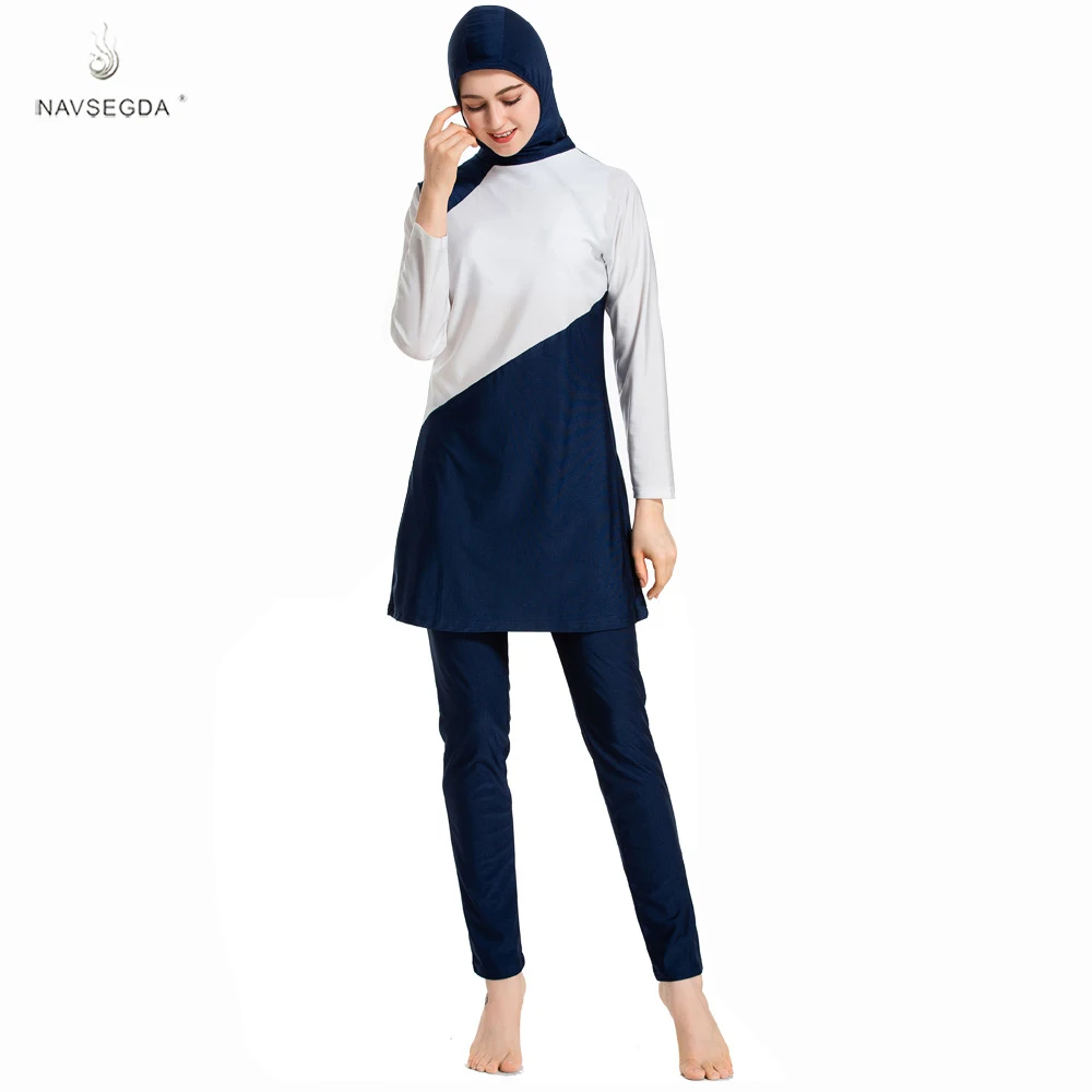 hot swimwear & beachwear three-piece swimsuit Islamic long sleeves high elasticity women patchword muslim bikini, Blue+white,black+white
hot swimwear & beachwear three-piece swimsuit Islamic long sleeves high elasticity women patchword muslim bikini, Blue+white,black+white