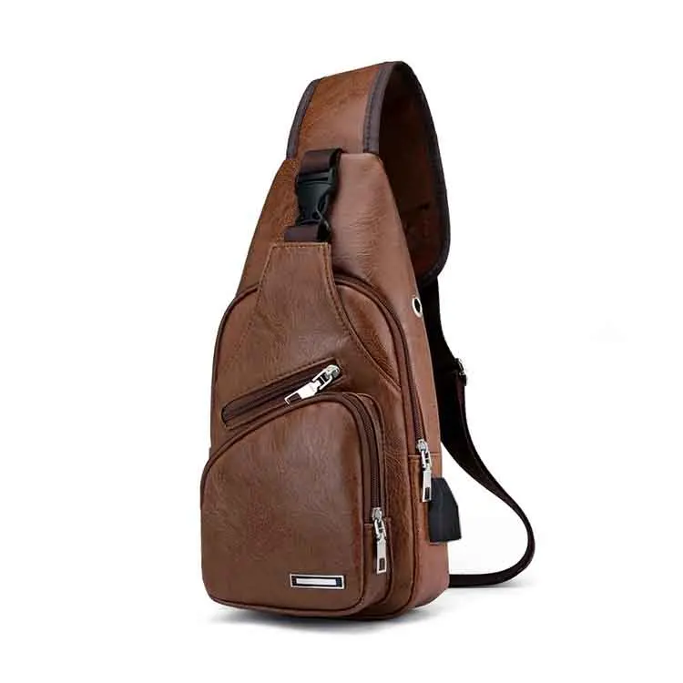 Factory high quality USB charging chest bag pack pure leather sling bag in low price, Black/light brown/dark brown
Factory high quality USB charging chest bag pack pure leather sling bag in low price, Black/light brown/dark brown