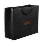 Luxury matte black white print shopping paper gift bag with logo for clothing packaging