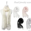 19ss new fashion design laser cut pearl jewelry lace scarf hijab for women