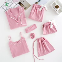 New comfortable pink cotton suit home service women's pajamas
New comfortable pink cotton suit home service women's pajamas
