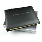 Gold Edging Black Cover Funeral Guest Book Mermorial Book