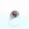 Hollow 925 Sterling Silver Engagement Red Opal Ring Jewelry