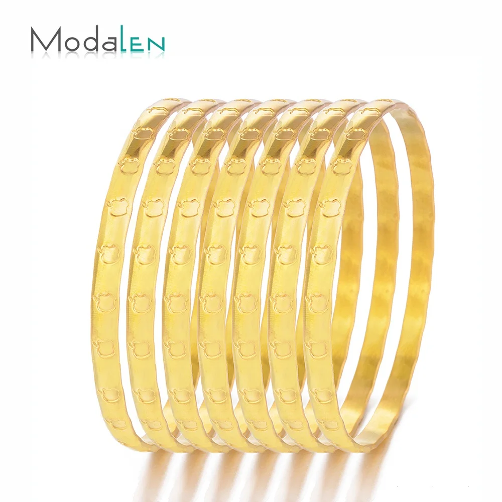 

Modalen 7pc Stackable Woman Jewelry Big Gold Plated Stainless Cuff Bangle Set