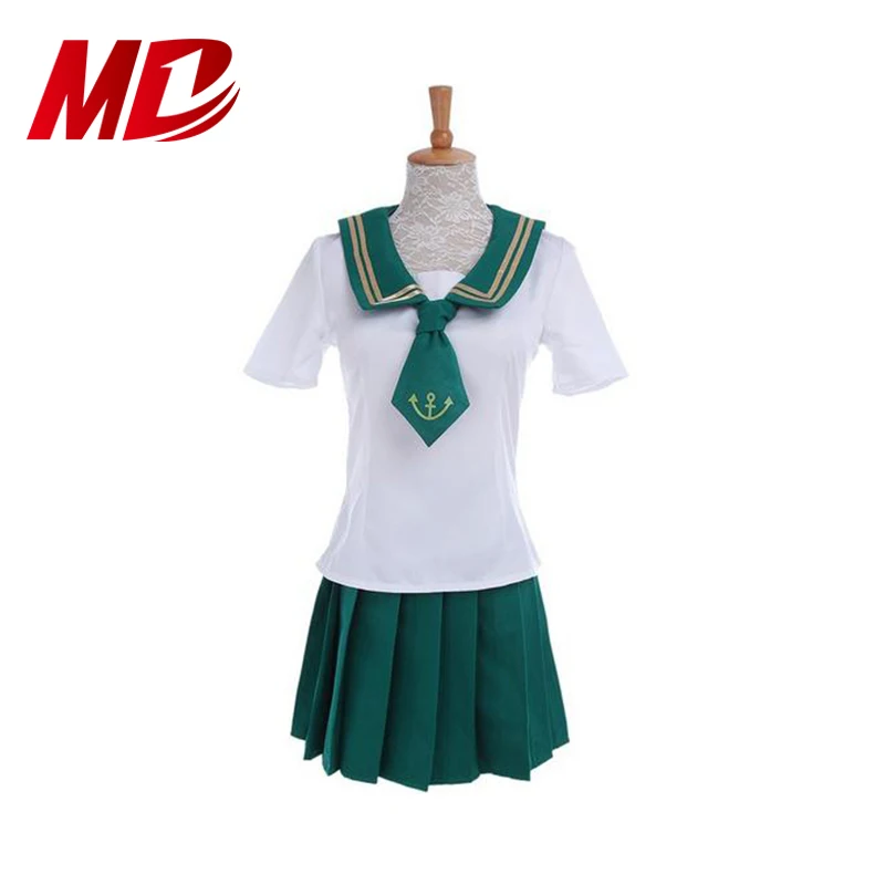 De algodón puro vestido de una-pieza anime Sailor Moon Júpiter con marinero collar de cosplay para niñas uniformes de la escuela