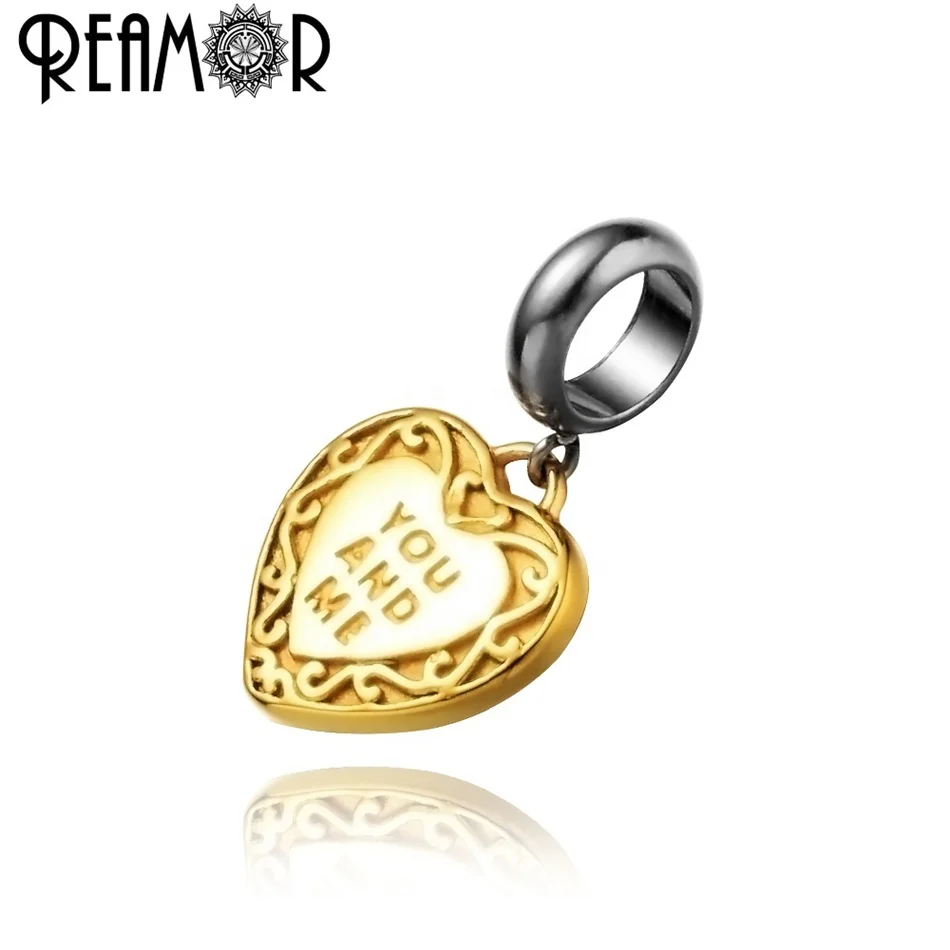 REAMOR Gold Heart Pendants 6mm Hole You and Me Dangle Charms DIY Beads Jewelry Love Gift Fit European Bracelets Necklace
REAMOR Gold Heart Pendants 6mm Hole You and Me Dangle Charms DIY Beads Jewelry Love Gift Fit European Bracelets Necklace