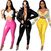 2019 new hot sell European Fashion 6colors Fashion wet look Skinny trousers tight leather Pants
