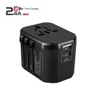 Switch Plug Female Socket 2.4A output Universal Travel Adaptor AC Power Cell Phone Charger Adapter