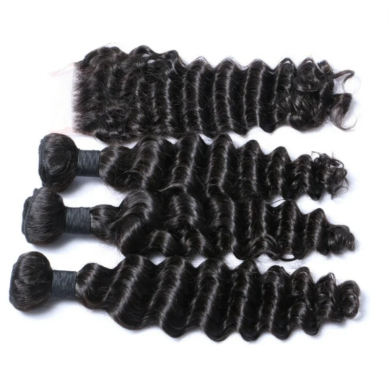 Grade 10A Deep Wave Curly Human Hair Extensions With Closure Natural Color Hair Weave
Grade 10A Deep Wave Curly Human Hair Extensions With Closure Natural Color Hair Weave