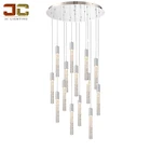 Hanging zinc alloy crystal stairs pendant light for high ceiling lamp long chandeliers