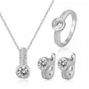 Newest 3A cubic zirconia english lock women diamond wedding 925 sterling silver jewellery sets