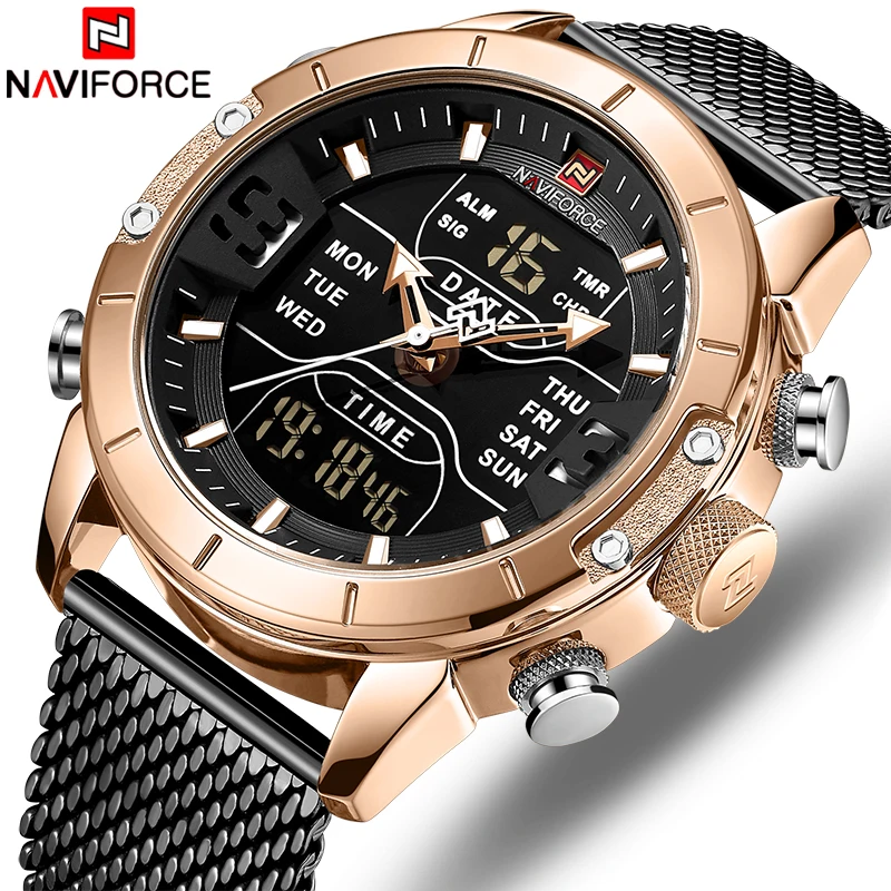 NAVIFORCE 9153 Mens Watches Top Brand Luxury Sport Watch Men Mesh Strap 30M Waterproof Military Dual Display Wrist Watch Clock, 5 colors
NAVIFORCE 9153 Mens Watches Top Brand Luxury Sport Watch Men Mesh Strap 30M Waterproof Military Dual Display Wrist Watch Clock, 5 colors