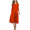 Europe and America Wholesale Fashion O-Neck 3/4 Sleeve Casual Solid Color Simple Skirt Women Dress