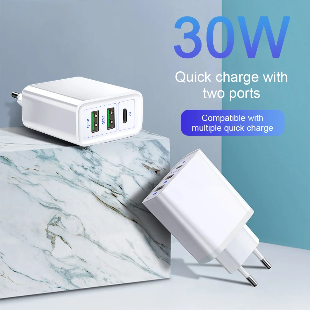 Quick Charge 3.0 Dual USB Charger+ PD port for Xiaomi iPhone X XR XS for Huawei Super Fast Charger
Quick Charge 3.0 Dual USB Charger+ PD port for Xiaomi iPhone X XR XS for Huawei Super Fast Charger