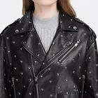 Heart rivet ladies leather jacket women leather Biker Jacket