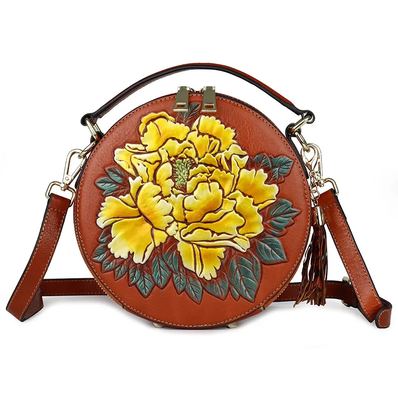 2019 chinese new style embossed floral circular real leather ladies hand bags small handbags for women
2019 chinese new style embossed floral circular real leather ladies hand bags small handbags for women