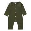 Wholesale Baby Outfits Solid Color Long-sleeved Cotton Unisex Infant Jumpsuit Clothes Romper