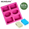 DIY Silicone 3D 6 Forms Oval Rectangle Soap Mould Handmade Craft Flowers Bathroom Kitchen Soap Mold
