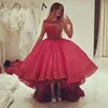 Wine Red Custom Nice Bridal High Low Puffy Evening Gown for Women
