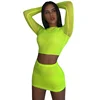 Women's Sexy Club Wear Transparent Mesh Top with Skirt Two Piece Outfits Set