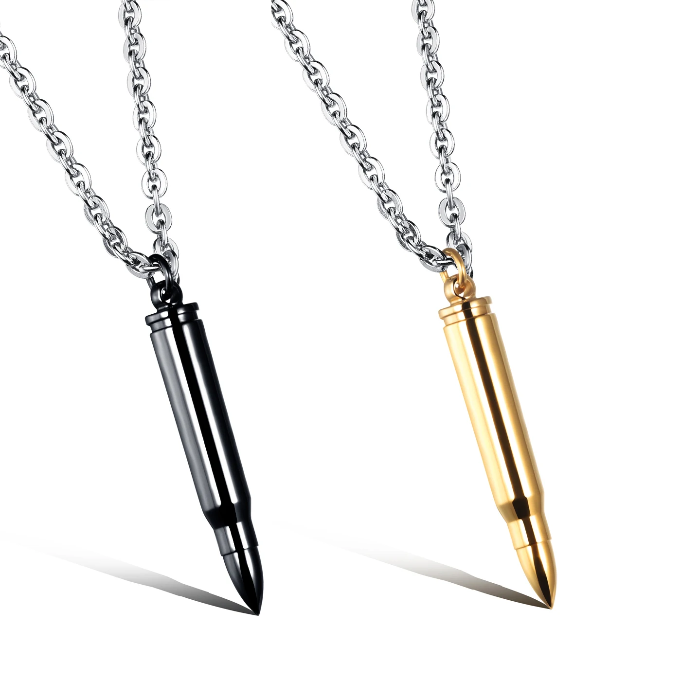 Titanium Steel Men Jewelry, 3 Color Bullet Necklace Pendant, Wholesale Fashion Pendant Necklace Stainless Steel Jewelry
Titanium Steel Men Jewelry, 3 Color Bullet Necklace Pendant, Wholesale Fashion Pendant Necklace Stainless Steel Jewelry