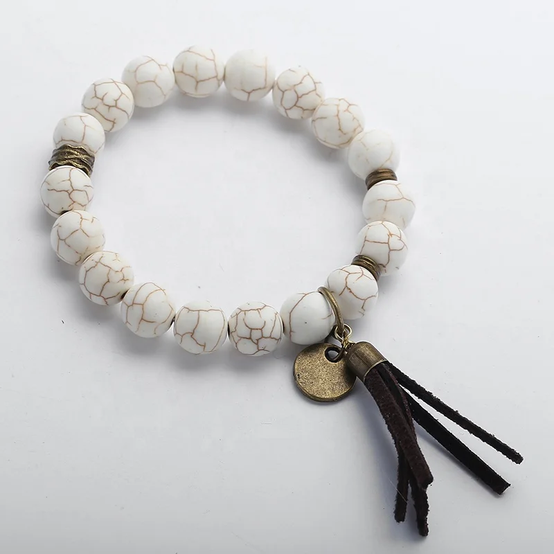 Women Elastic Natural stone Energy Bracelet 10mm Gemstone bracelet White Turquoise Stone Stretch Tassel Bracelet jewelry, Picture
Women Elastic Natural stone Energy Bracelet 10mm Gemstone bracelet White Turquoise Stone Stretch Tassel Bracelet jewelry, Picture