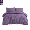 JHT Group luxury Purple Linen Cotton Bedding Set Queen Size with pillowcase