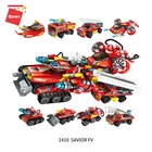 Qman City service toys block set diy fire fighting car toy engineer vehicles