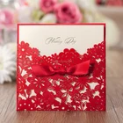 WISHMADE chinese wedding invitation card red with Envelope for Wedding Quinceanera Baby Shower Anniversary Party Sample