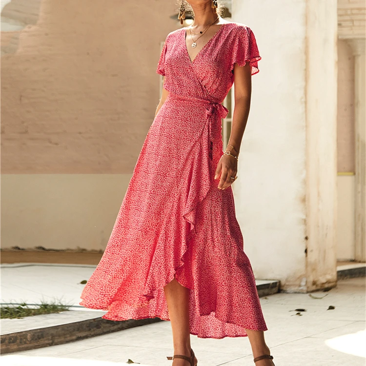 Boho Polka Dot Print Dress Women Casual Short Sleeve V Neck Red Sundress Midi Dress female Beach A-line Dress 2019
Boho Polka Dot Print Dress Women Casual Short Sleeve V Neck Red Sundress Midi Dress female Beach A-line Dress 2019