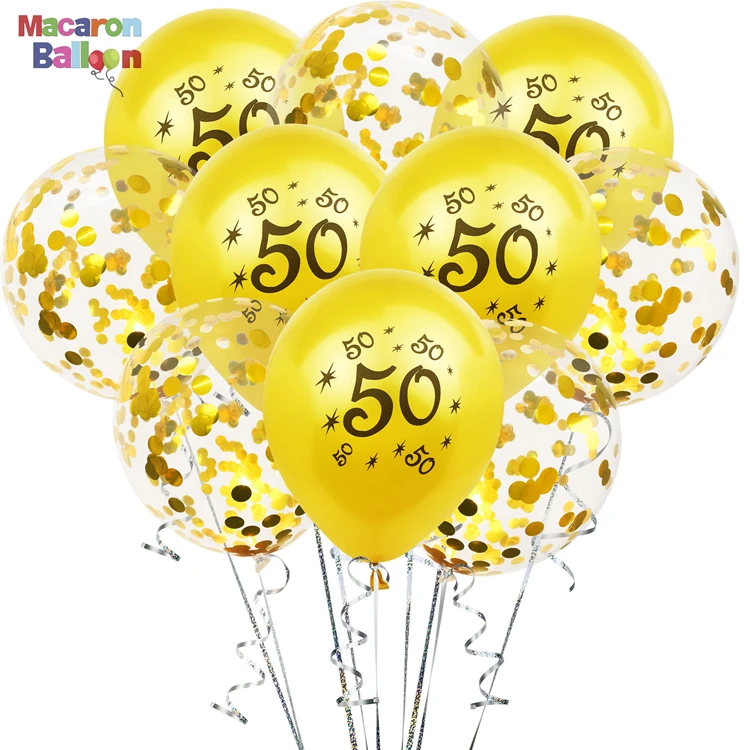 Oro 50th cumpleaños decoraciones Kit-confeti globos de Fiesta | perfecto para 50 años fiesta decoración KK254