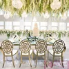 modern mirror glass top gold metal stainless steel wedding dining table set