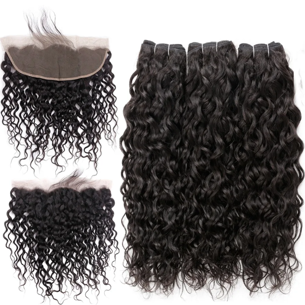 Wholesale Hot Products Natural Color Water Wave Bundles and Frontal Brazilian Hairs Weave Bundles With Frontal
Wholesale Hot Products Natural Color Water Wave Bundles and Frontal Brazilian Hairs Weave Bundles With Frontal