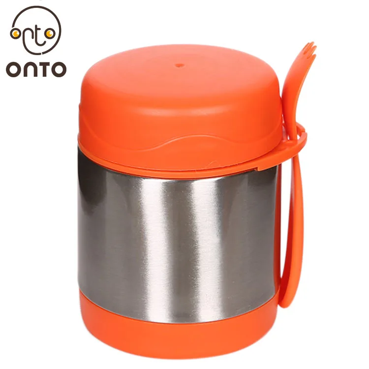 Onto Wholesale 300ml Stainless Steel Insulated Food soup container with fork,Soup pot food container For Kids, Customized
Onto Wholesale 300ml Stainless Steel Insulated Food soup container with fork,Soup pot food container For Kids, Customized