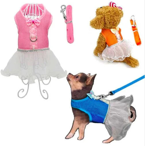 Bowtie Small Dog Cat Dress Harness Collar Pet Lace Tutu Skirt Vest Harness Clothes Supplies Mesh Dog Harness Leash Set, Pink, black, red, orange
Bowtie Small Dog Cat Dress Harness Collar Pet Lace Tutu Skirt Vest Harness Clothes Supplies Mesh Dog Harness Leash Set, Pink, black, red, orange