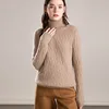 OEM winter long sleeved turtle neck allover cable women 100% cashmere sweater