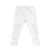 Hot fashion girl 100% cotton tight pants plain solid white color leggings with rip wholesale cheap price legging kids