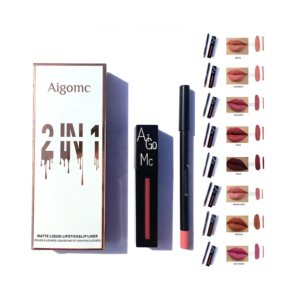 AIGOMC Makeup Matte Non Stick Cup Lipstick Lip Gloss With Lip Liner 2in1 Lipgloss Set, 8 colors for choose
AIGOMC Makeup Matte Non Stick Cup Lipstick Lip Gloss With Lip Liner 2in1 Lipgloss Set, 8 colors for choose
