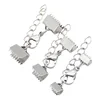 10pcs Stainless Steel Silver Textured End Caps Crimp Bead Clasps Fit Flat Leather Cord Bracelet Necklace Jewelry