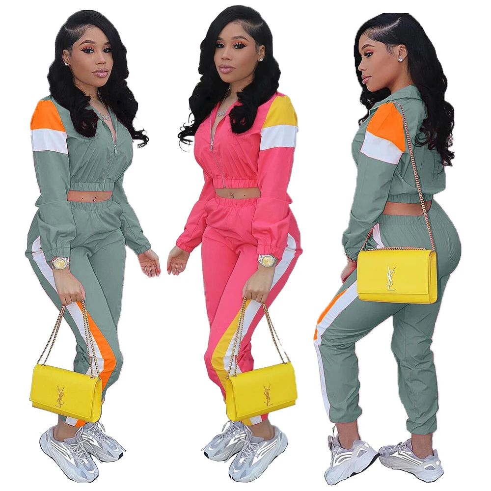 SALD8274 windproof breathable fabric patchwork short jacket and long pants two piece set clothing fashion womens tracksuit, Pink;green
SALD8274 windproof breathable fabric patchwork short jacket and long pants two piece set clothing fashion womens tracksuit, Pink;green