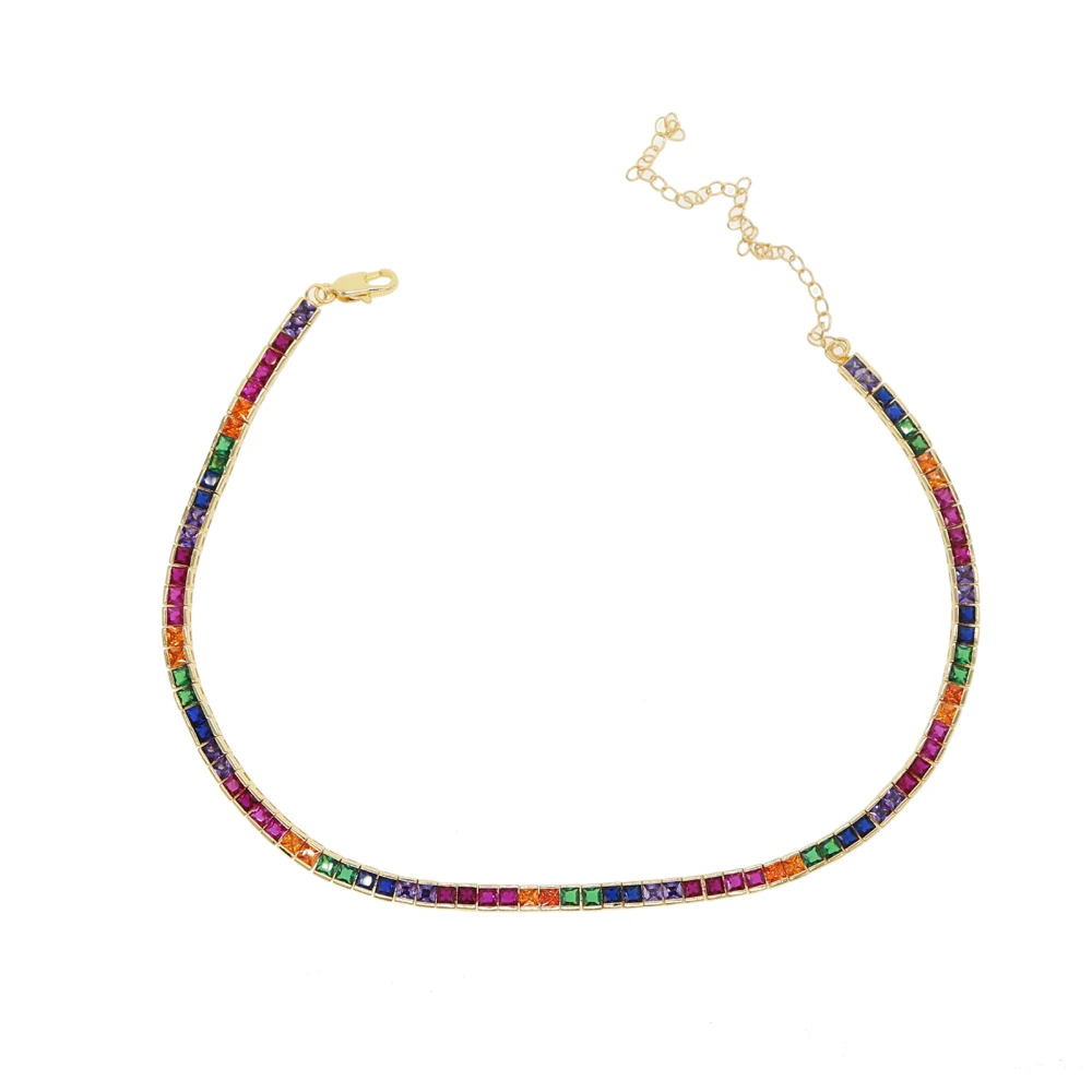 fashion hot sale rainbow cz paved tennis choker necklace for women wedding engagement emerald cz paved short necklace, Gold
fashion hot sale rainbow cz paved tennis choker necklace for women wedding engagement emerald cz paved short necklace, Gold